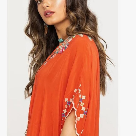 Johnny Was Collection Dakota Poncho in bright orange flora embroidery size small - Picture 4 of 11